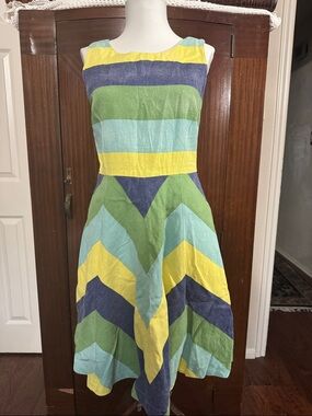 Sleeveless Knitted Dove Chevron Stripe Midi Dress